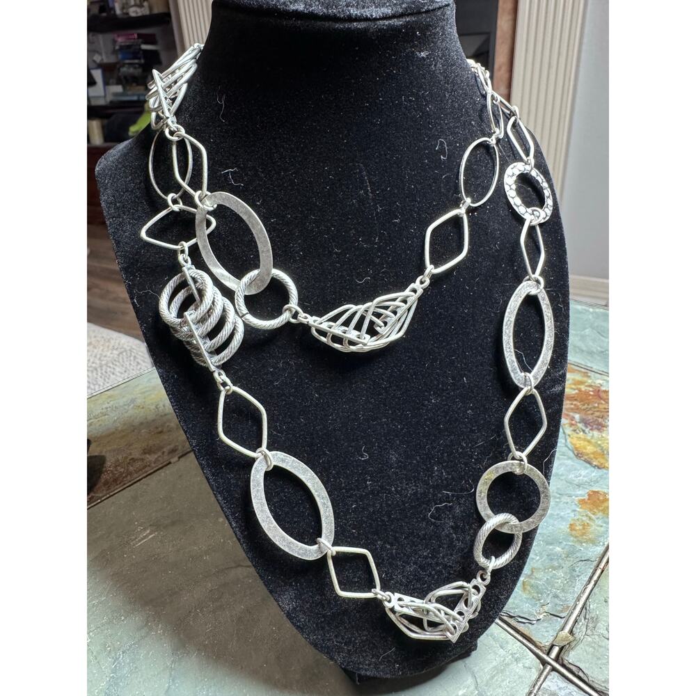 Mixed Metal Sculptural Statement Necklace | Modern Minimalist